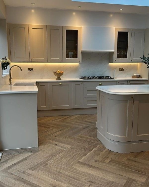 Shaker Kitchen with Herringbone Flooring